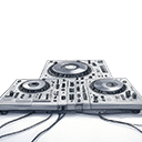 Consolle professionale per DJ con piatti e mixer collegati